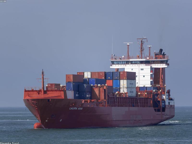 International cargo container ship at sea